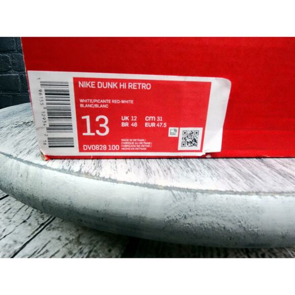 Nike Dunk Hi Retro "Picante Red" White/Picante Red-White Men Size 13 NIB - Picture 2 of 12